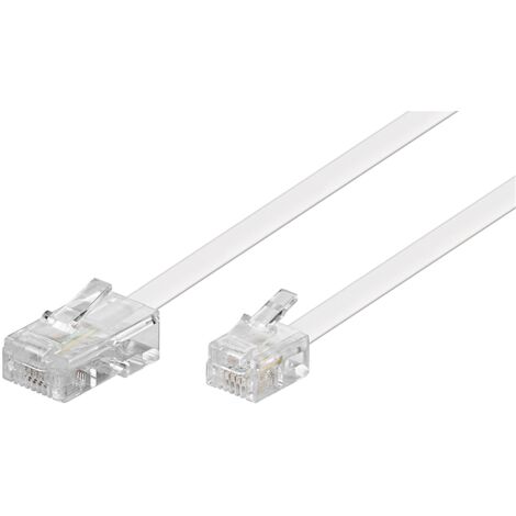 Telefonkabel (Modularkabel/Westernkabel), Kupferkaschierter Aluminiumleiter (CCA), RJ45-Stecker (8P4C)  RJ11/RJ14-Stecker (6P4C). Kabellänge 6 m