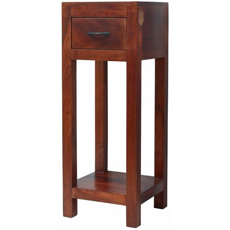 MASSIVMOEBEL24 Telefontisch Akazie 30x30x80 nougat lackiert OXFORD 44