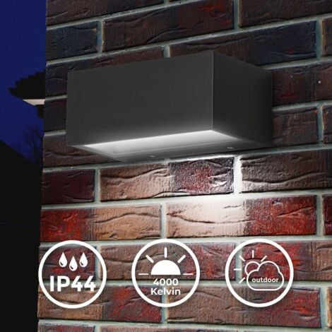 B.K.LICHT Telefunken - Applique murale d'extérieur LED Up- & Downlight 18x7x9cm - 1-flamme - applique murale maison façade métal-verre IP44 12W 1300lm 4.000K couleur de lumière blanc neutre I noir