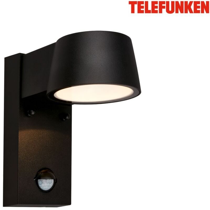 Lampe led murale, détecteur de mouvement, capteur crépusculaire, noir, Dimensions : 16,5 x 9,5 x 15,5 cm - Telefunken