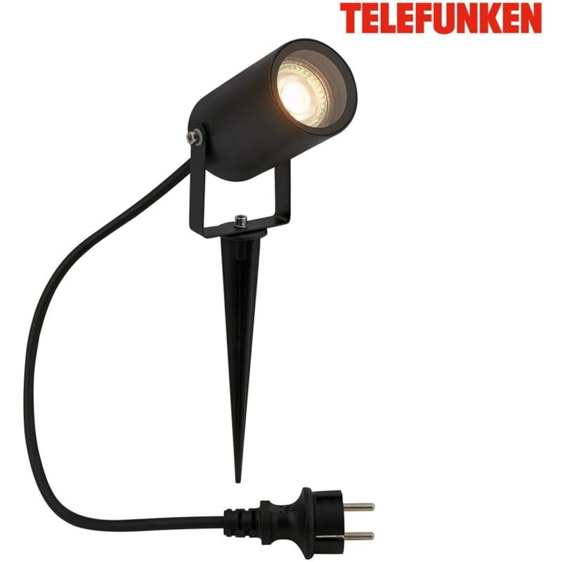 Led Projecteur de jardin, protection contre les projections d'eau, orientable, noir, dimensions : 6 x 7,5 x 33 cm - Telefunken