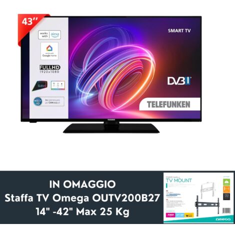 Telefunken Te43551b42 Smart 43" Full Hd-dvb-t2 + Omega Staffa Tv Outv600f