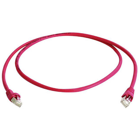 Telegärtner 100008030 RJ45 Netzwerkkabel, Patchkabel CAT 6a S/FTP 0.25 m Rot Flammwidrig, mit Rastna