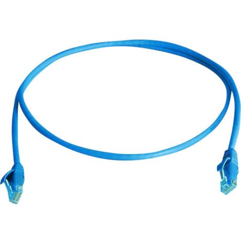 Telegärtner 100008053 RJ45 Câble réseau, câble patch CAT 6 U/UTP 0.50 m bleu ignifuge, sans halogène 1 pc(s) Y624201