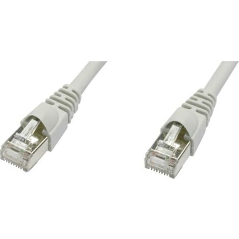 Telegärtner 100009080 RJ45 Câble réseau, câble patch CAT 5e F/UTP 10.0 m gris ignifuge, avec manchon