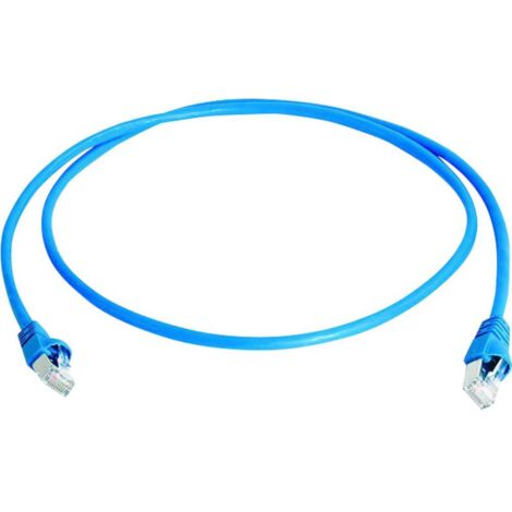 Telegärtner 100009127 RJ45 Câble réseau, câble patch CAT 6a S/FTP 20.0 m bleu ignifuge, avec manchon