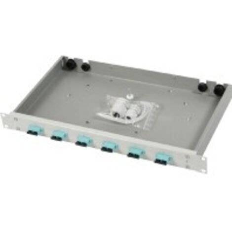 Telegärtner Spleißbox mit Kupplungen 6xSCD PhBz türkis1HE TNSB-Be-6SCD-OM3