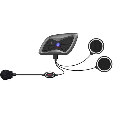 Teleheer T6 Plus Casque De Moto Bluetooth Casque Etanche, Full Duplex Bluetooth Live Intercom, Noir, 2Pcs