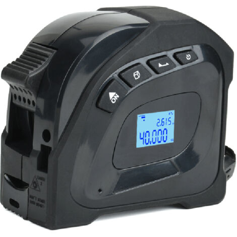Télémètre laser 2-en-1 avec mètre ruban de 5 m,écran LCD rétroéclairé,appareil de mesure de distance,Mètre ruban déroulant,Noir