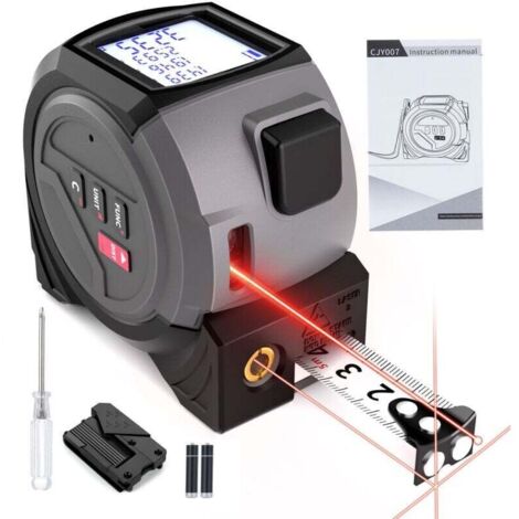 Télémètre Laser 3 en 1, Mètre Ruban de 5M Rechargeable, Outil de Mesure avec Crochet Magnétique Mobile et Laser de 40M, Mode Pythagore, Unité à Changement Libre