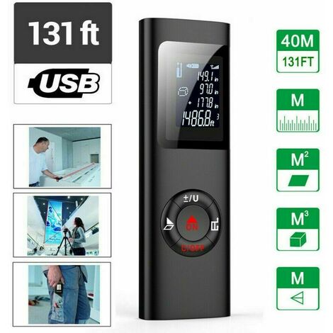 Télémètre Laser 40m, BR-Vie Portable Laser Numérique Mesure de Calcule  Distance Surface Volume/Fonction Pythagore/