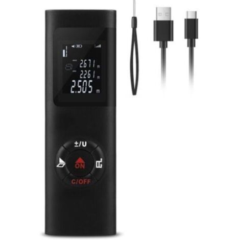 Telemetre Laser 60m. IPSXP Portable Laser Numrique Metre de Calcule Distance Surface Volume/Fonction Pythagore/IP54/LCD Rtro-clairage/Rechargeable