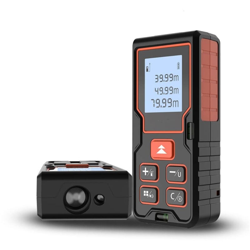 Télémètre laser infrarouge 80 Règle électronique laser Commutation d'unité M/in/Ft, écran lcd rétroéclairé, mode tick, surface et volume