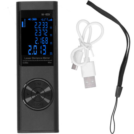 Télémètre Laser Infrarouge W-60X Portable, Mesure Précise de 0,05 à 60m, Outil de Mesurage Professionnel Noir