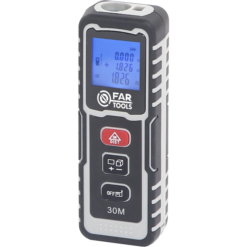 Fartools - Télémètre laser 3 fonctions, portée 30m, affichage lcd