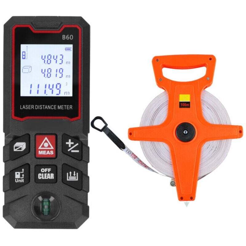 Image of Télémètre Laser Mesure Intelligent 60M avec Niveau et Ruban à Mesurer Pliable 100M
