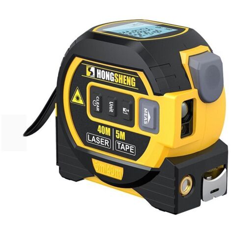 Télémètre laser multifonction 3 en 1, affichage numérique haute définition, modes de mesure multiples, matériau ABS/caoutchouc, noir/jaune