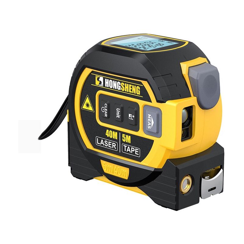 Télémètre laser multifonction 3 en 1, affichage numérique haute définition, modes de mesure multiples, matériau ABS/caoutchouc, noir/jaune