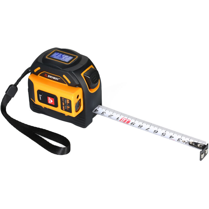 Télémètre laser numérique Télémètre infrarouge portatif 2 en 1 Ruban à mesurer 5 m Règle laser 60 m avec écran lcd