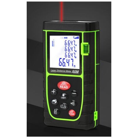 Télémètre Laser Numérique,Mètre laser numérique,Mesure du théorème de longueur/Zone/Volume/Théorème de Pythagore avec Rétroéclairage LCD,vert,60m