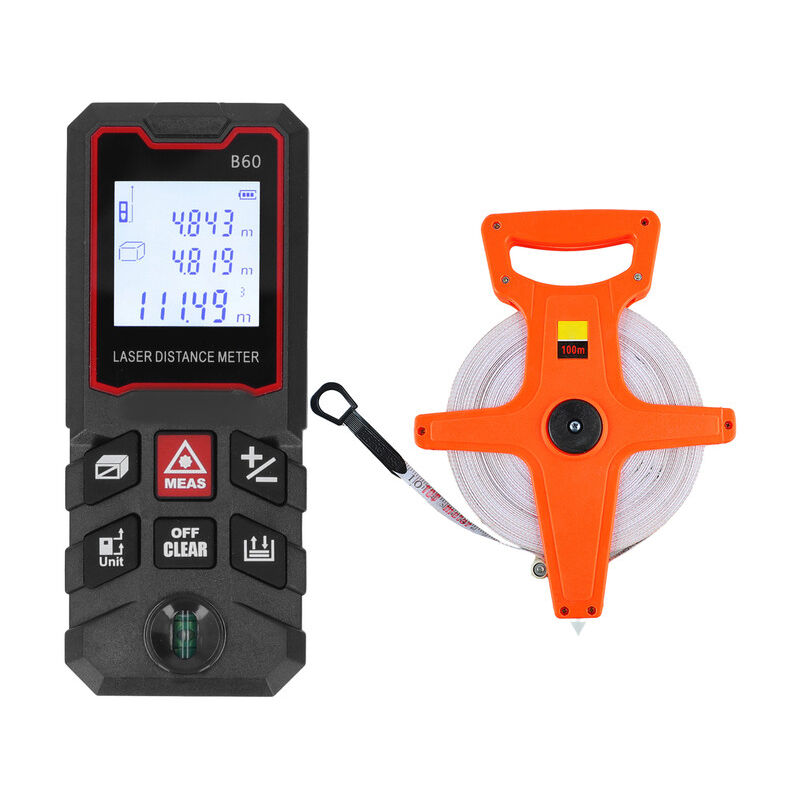 Télémètre Laser, outil de mesure Intelligent, mesure du Volume de la zone 60 mètres avec niveau et ruban à mesurer pliable de 100M