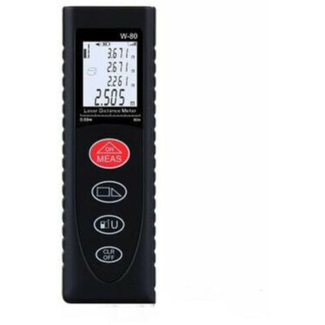 Télémètre laser portable avec rétroéclairage, mesure les volumes, les surfaces et les distances pythagoriciennes. Piles incluses (60 m).