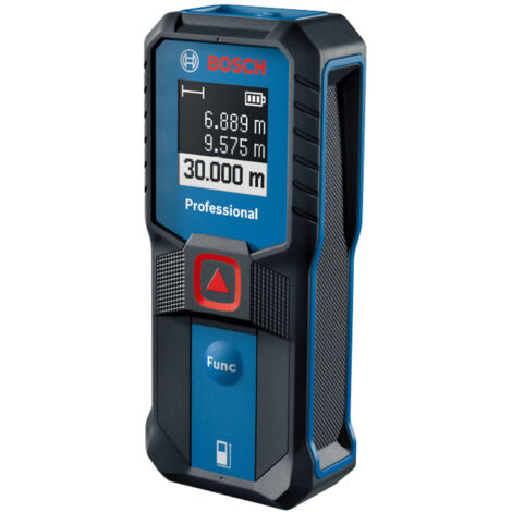 Télémètre laser rouge GLM 30-23, portée 30 m, précision ±1,5 mm, étanchéité IP54, compact, 2 boutons, certifié ISO