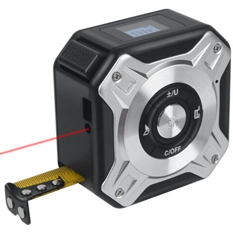 Télémètre Laser Ruban 2 en 1, Mètre Ruban Laser Rechargeable avec Laser de 40m et Ruban de 5m, USB Rechargeable avec Rétroéclairage LCD, Affichage Numérique pour Longueur/Zone /Volume/Mesure
