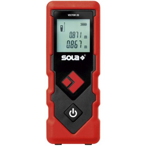 Télémètre laser Sola-VECTOR avec une portée de 20 m, un écran rétroéclairé et une conception ergonomique.