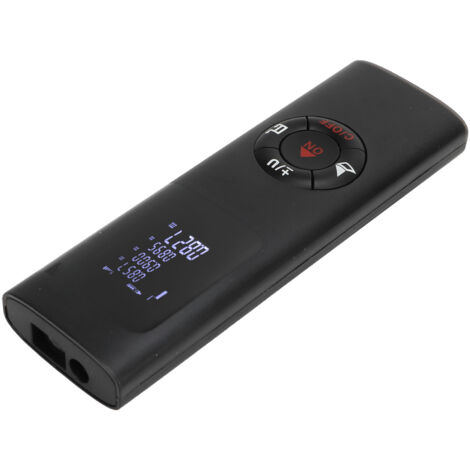 Télémètre laser USB rechargeable haute précision avec règle numérique intégrée, inclut batterie, couleur noire.