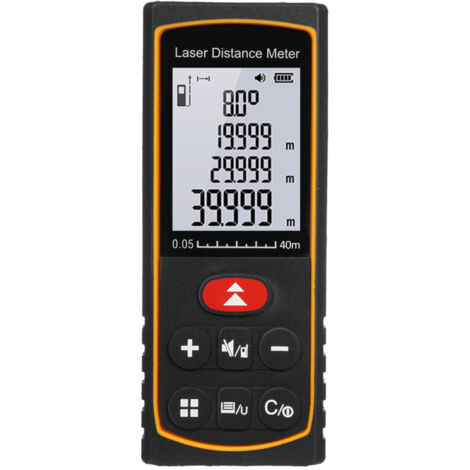 Télémètre numérique avec capteur d'angle électronique, mesure jusqu'à 40 m (131 pi), unités m/pi/po, mesure distance/surface/volume, calcul théorème de Pythagore