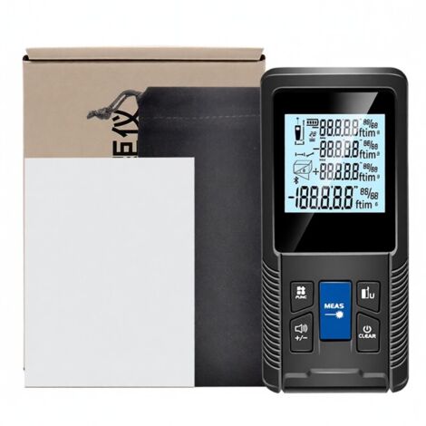 Télémètre numérique intelligent avec mesure de surface continue et de volume unique, formule de Pythagore, fonctions réglables, étanchéité IP54