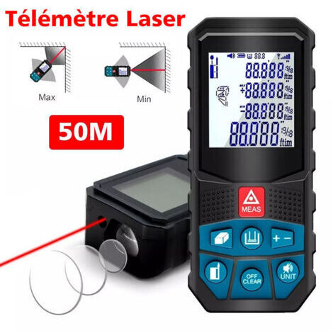 Télémètres laser 50m, SDLOGAL, Ecart 2mm, 20 Données, mesure de la Distance, écran LCD, étanche Ip54,Piles non incluses