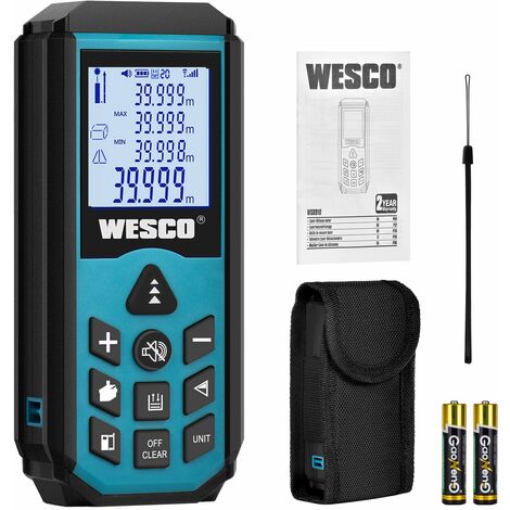 Telémetro láser 40 m - en M/In/Ft, autocalibración, distancia precisa, área, medidas de volumen, WESCO WS8910