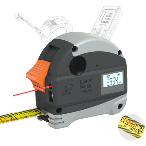 Telemetro laser 40M + Cinta metrica de acero anticaida de 5M y cinta metrica en pulgadas