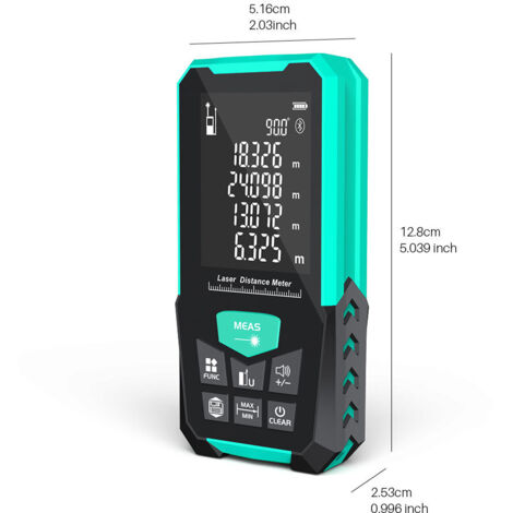 Telemetro laser da 120 metri, precisione ±2 mm, display LCD retroilluminato da 2,4 pollici, grado di protezione IP54