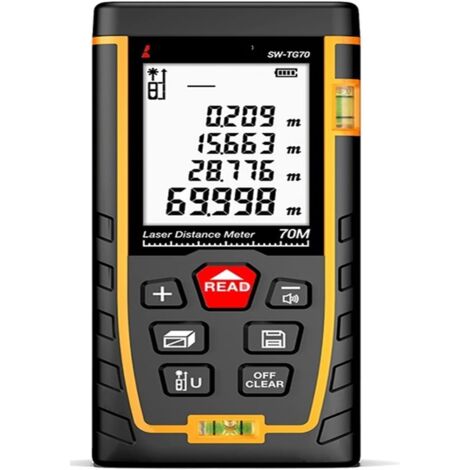 Telemetro laser, misuratore di distanza laser durevole, metro a nastro laser ad alta precisione da 70 metri, utilizzato per misurare distanza, area e volume