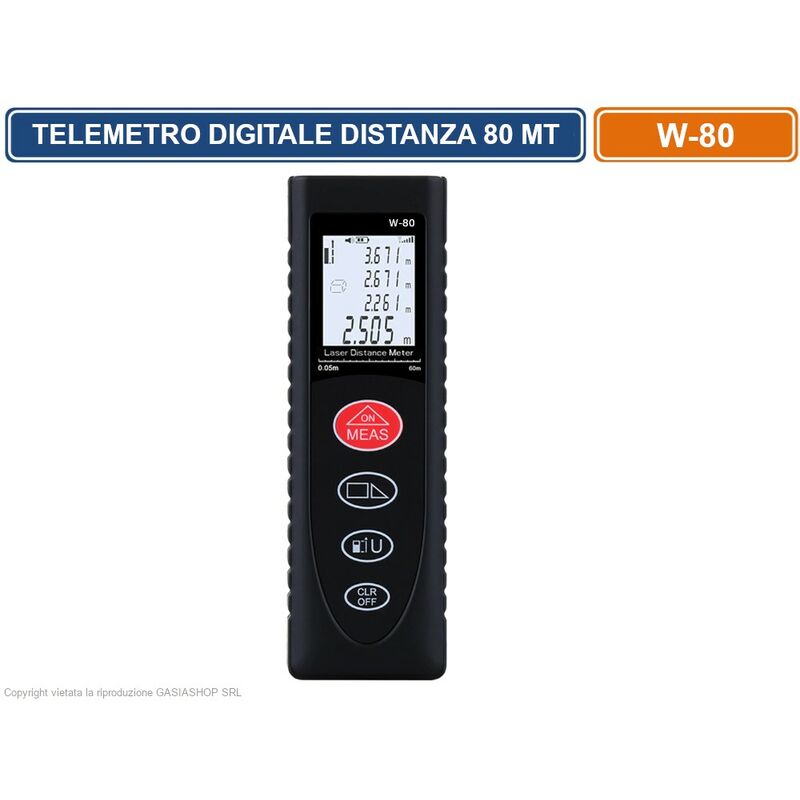 Image of Telemetro misuratore metro digitale laser 80MT distanza livelli misura display lcd