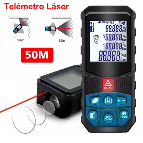 SDLOGAL Telémetros láser de 50m, Ultrixe Medidor Láser de Distancia de Precisión de ± 2 mm, 20 Datos, Medición de distancia, Pantalla LCD, IP54 resistente al agua, Pilas no incluidas