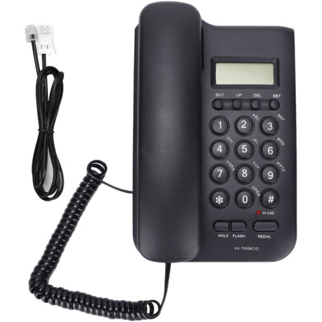 Téléphone fixe KXT5006CID avec afficheur et kit main libre, idéal pour bureau, maison et hôtel (Noir)