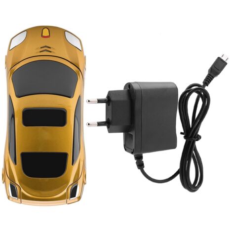 Téléphone portable Ferrari à clapet pour voiture, clavier rétro, chargeur EU 100V-240V (Doré)
