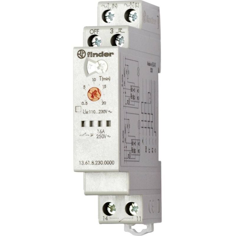 13.61.8.230.0000 13.61.8.230.0000 Relais temporisé multifonction 230 v/ac 1 pc(s) Plage temporelle: 30 s - 20 mi - Finder