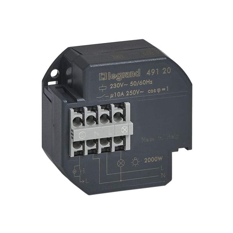 Legrand - Télérupteur unipolaire 10AX 230V 50Hz à 60Hz intensité maximum acceptée 50mA