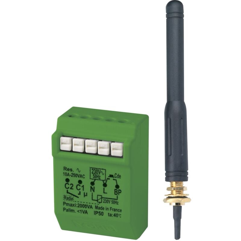Micromodule Télérupteur 10A radio Power antenne extérieure Yokis Réf.MTR2000ERPX