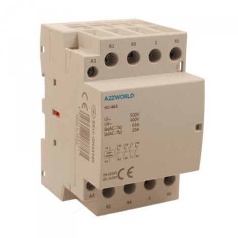 Teleruttore Contattore Modulare AC 4P 3M 1NO+3NC 63A AC 400V IP20 IEC61095 / IEC60947-4-1 HC-463