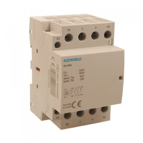Teleruttore Contattore Modulare AC 4P 3M 2NO+2NC 63A AC 400V IP20 IEC61095 / IEC60947-4-1 HC-463