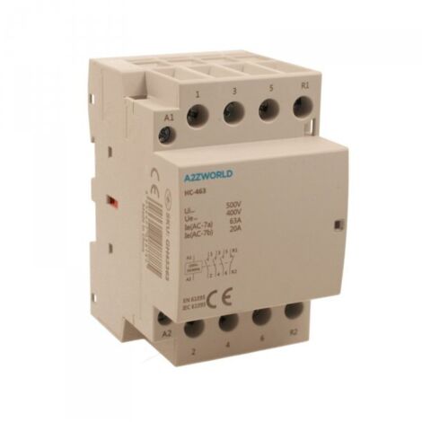 Teleruttore Contattore Modulare AC 4P 3M 3NO+1NC 63A AC 400V IP20 IEC61095 / IEC60947-4-1 HC-463