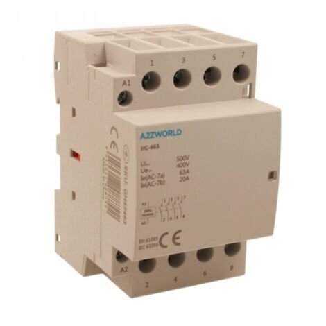 Teleruttore Contattore Modulare AC 4P 3M 4NO 63A AC 400V IP20 IEC61095 / IEC60947-4-1 HC-463