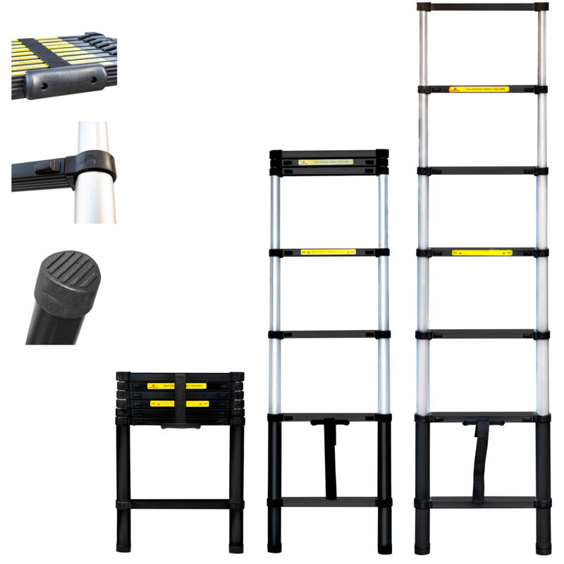 Echelle telescopique 2m TELESCOO7, Aluminium, Pliable, Extensible, Hauteur de travail max 2,9m, Standart EN131, Garantie 5 ans, Hostrom