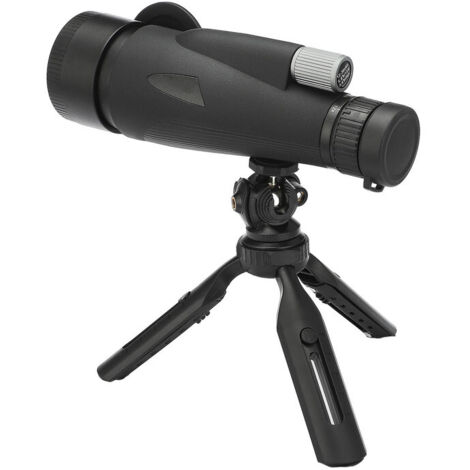 Télescope Monoculaire 12-30X60, Télescope Monoculaire avec Support Smartphone et Trépied, Télescope Monoculaire Compact étanche, pour Observation des Oiseaux, Voyages, Chasse et Concerts,Noir